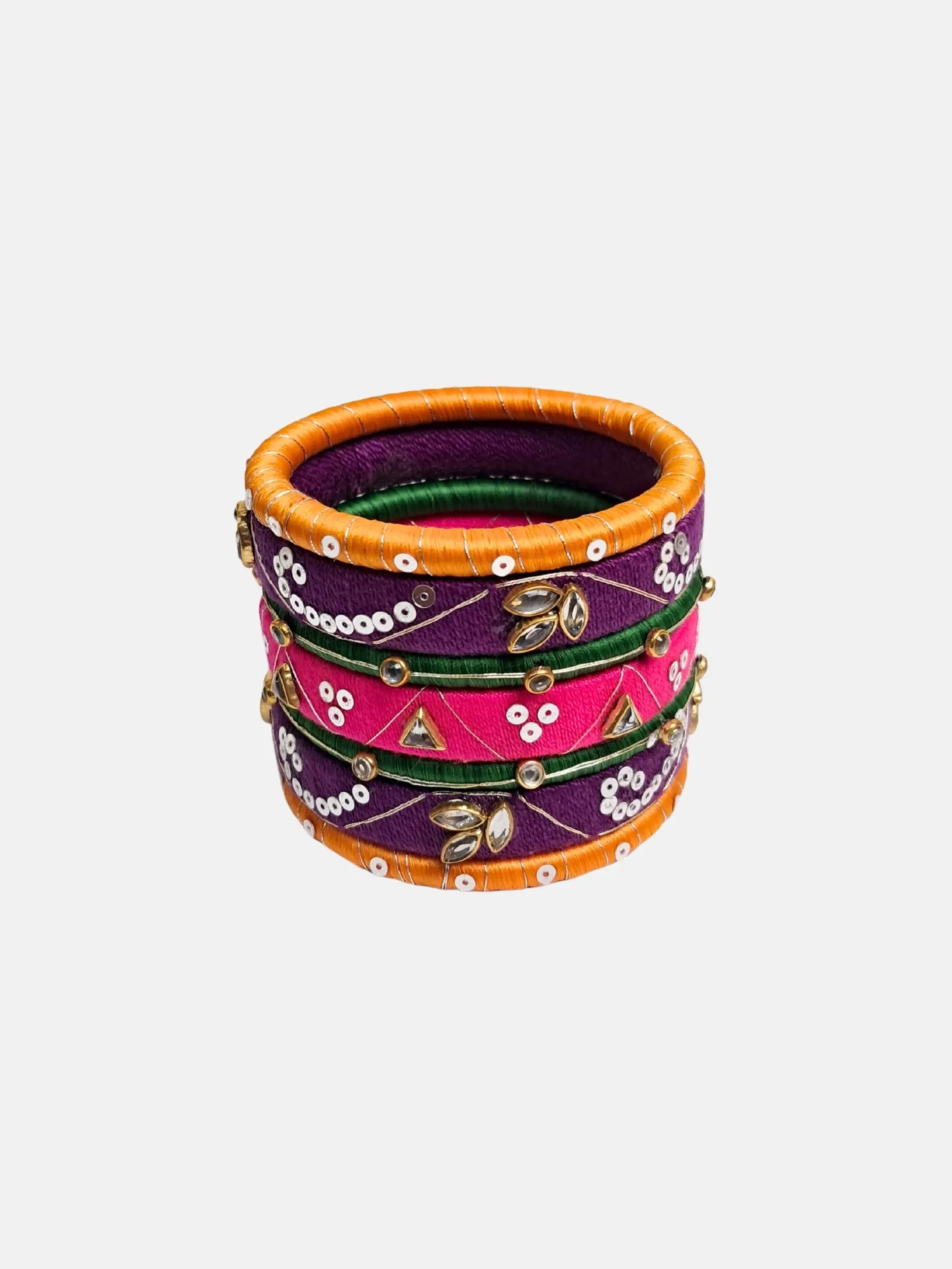 Silk and Cotton Thread Bangles Set
