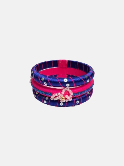Silk and Cotton Thread Bangles Set